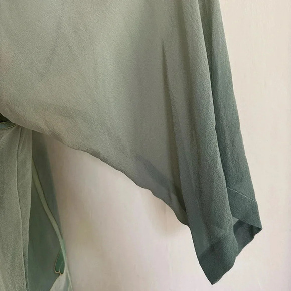 Silk Kimono Top Coverup Open Front Hand Painted Art To Wear Lotus Pond One Size - Picture 4 of 10